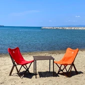 Bag The Joy Ahşap Katlanır Kamp Bahçe Sandalyesi Antrasit Iskelet Turuncu Kılıf - 10