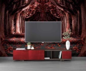 Kırmızı Yapraklı Orman Yolu Manzaralı Duvar Kağıdı thumbnail 3