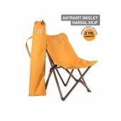 Bag The Joy Ahşap Katlanır Kamp Bahçe Sandalyesi Antrasit İskelet Hardal Kılıf - 1