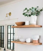 2li Doğal Ahşap Duvar Rafı Kütüphane Kitaplık Banyo Ve Mutfak Düzenleyici 50x15 - 3