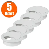 Masa Üstü Kablo Kanalı Deliği Kapağı Beyaz Masa Kapağı 8 cm (5 Adet) - 9