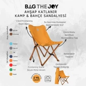 Bag The Joy Ahşap Katlanır Kamp ve Bahçe Sandalyesi Kahverengi İskelet Hardal Kılıf - 5