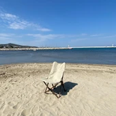 Ahşap Katlanır Kamp Bahçe Sandalyesi Antrasit Iskelet Bej Kılıf - 9