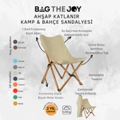 Bag The Joy Ahşap Katlanır Kamp Bahçe Sandalyesi Kahverengi Iskelet Bej Kılıf - 5