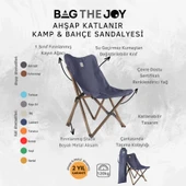 Bag The Joy Ahşap Katlanır Kamp Bahçe Sandalyesi Antrasit Iskelet Lacivert Kılıf - 6