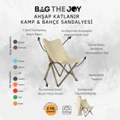 Ahşap Katlanır Kamp Bahçe Sandalyesi Antrasit Iskelet Bej Kılıf - 5