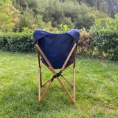 Bag The Joy Ahşap Katlanır Kamp Bahçe Sandalyesi Kahverengi Iskelet Lacivert Kılıf - 9