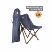 Bag The Joy Ahşap Katlanır Kamp Bahçe Sandalyesi Antrasit Iskelet Lacivert Kılıf - 1