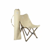 Ahşap Katlanır Kamp Bahçe Sandalyesi Antrasit Iskelet Bej Kılıf - 2