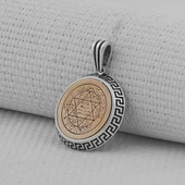 Hz Süleyman Mührü Yuvarlak 925 Ayar Gümüş Erkek Kolye Ucu thumbnail 2