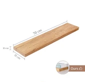 2li Doğal Ahşap Duvar Rafı Kütüphane Kitaplık Banyo Ve Mutfak Düzenleyici 70x15 - 5