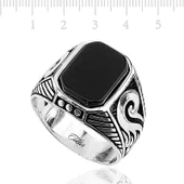 Gümüş Siyah Taşlı Erkek Yüzük thumbnail 1