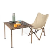 Ahşap Katlanır Kamp Bahçe Sandalyesi Antrasit Iskelet Bej Kılıf - 7