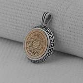 Hz Süleyman Mührü Yuvarlak 925 Ayar Gümüş Erkek Kolye Ucu thumbnail 3