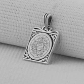 Hz Süleyman Mührü Kare Model 925 Ayar Gümüş Kolye Ucu thumbnail 2