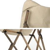 Ahşap Katlanır Kamp Bahçe Sandalyesi Antrasit Iskelet Bej Kılıf - 6