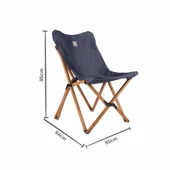 Bag The Joy Ahşap Katlanır Kamp Bahçe Sandalyesi Kahverengi Iskelet Lacivert Kılıf - 2