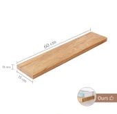 2li Doğal Ahşap Duvar Rafı Kütüphane Kitaplık Banyo Ve Mutfak Düzenleyici 60x15 - 5