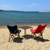 Bag The Joy Ahşap Katlanır Kamp Bahçe Sandalyesi Antrasit Iskelet Lacivert Kılıf - 7