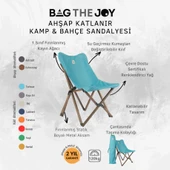Bag The Joy Ahşap Katlanır Kamp Bahçe Sandalyesi Antrasit Iskelet Turkuaz Kılıf - 5