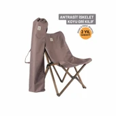 Bag The Joy Ahşap Katlanır Kamp Bahçe Sandalyesi Antrasit Iskelet Koyu Gri Kılıf - 1