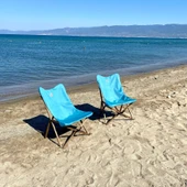 Bag The Joy Ahşap Katlanır Kamp Bahçe Sandalyesi Antrasit Iskelet Turkuaz Kılıf - 7