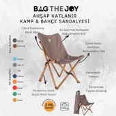 Bag The Joy Ahşap Katlanır Kamp Bahçe Sandalyesi Kahverengi Iskelet Koyu Gri Kılıf - 4