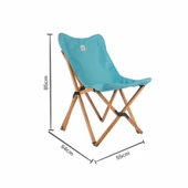 Bag The Joy Ahşap Katlanır Kamp Bahçe Sandalyesi Kahverengi Iskelet Turkuaz Kılıf - 2