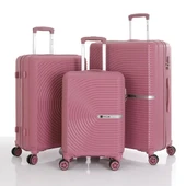 MÇS 3lü Set Kırılmaz Silikon Seyahat Valizi Bavulu V374 K.Pudra - 1