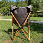 Bag The Joy Ahşap Katlanır Kamp Bahçe Sandalyesi Kahverengi Iskelet Koyu Gri Kılıf - 5