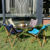 Bag The Joy Ahşap Katlanır Kamp Bahçe Sandalyesi Kahverengi Iskelet Turkuaz Kılıf - 9