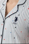 U.S. Polo Assn. Kadın Önden Düğmeli Boydan Patlı Kısa Kol Pijama Takım - 5