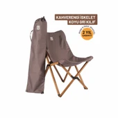 Bag The Joy Ahşap Katlanır Kamp Bahçe Sandalyesi Kahverengi Iskelet Koyu Gri Kılıf - 1