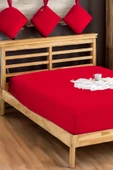 Upstyle Penye Lastikli Çarşaf Pamuklu Jersey Battal Kişilik 180x200cm Bordo - 1
