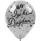 NEDI BALON METALIK BASKILI GUMUS IYIKI DOGDUN 12LI - 2