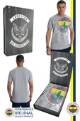 Fenerbahçe Orijinal Lisanslı 6 Renk Logo Gri Tribün T-Shirt Hediyelik Ahşap Kutulu - 1