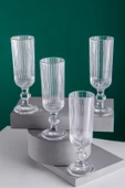 HOMENIVA Aster 4 Adet Uzun Cam Kadeh – Kahve Yanı Bardak 160 ML - 3
