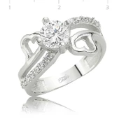 Gümüş Kalpli Tek Taş Bayan Yüzük thumbnail 1