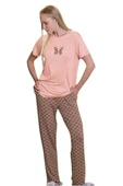 Aydoğan Kadın Somon Viskon Kısa Kollu Pijama Takımı 240956 thumbnail 1
