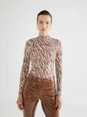 Zebra Desen Boğazlı Kahverengi Body - 2