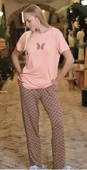 Aydoğan Kadın Somon Viskon Kısa Kollu Pijama Takımı 240956 - 1