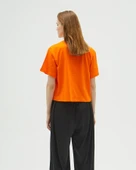 Turuncu Oversize Crop T-shirt - 12