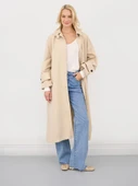 Oversize Düğmeli Trençkot Bej - 6