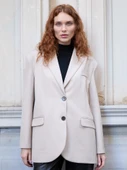 Oversize Düğmeli Blazer Ceket Bej - 6