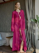 Şifon Fırfırlı Pareo Kimono Fuşya - 3