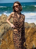 Leopar Desen Şifon Bağlamalı Bluz - 6