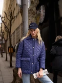 Kapitone Düğme Detay Oversize Ceket Lacivert - 10
