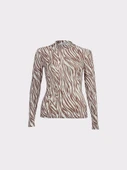 Zebra Desen Boğazlı Kahverengi Body - 3
