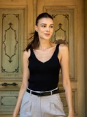 Triko Askılı Bluz Siyah - 9