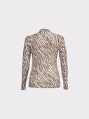 Zebra Desen Boğazlı Kahverengi Body - 4